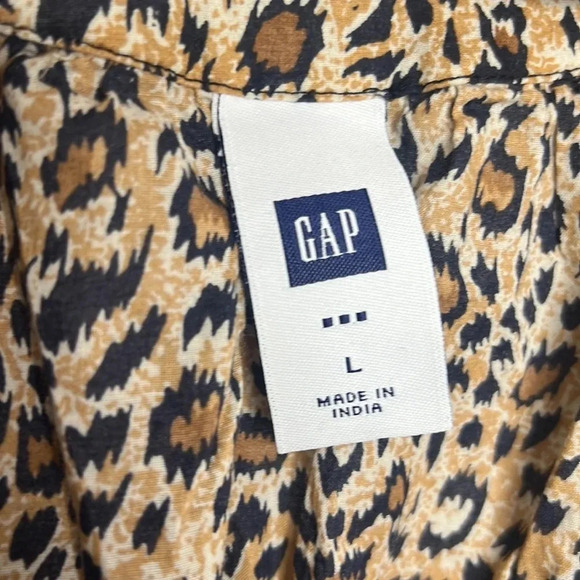 GAP Leopard Animal Print Velvet Trim Deep V Neck Sleeveless Relaxed Fit Blouse - Picture 8 of 9